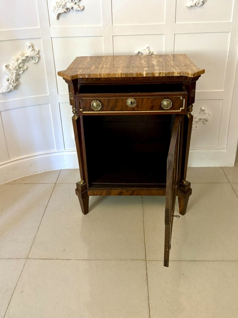 Antique 19th Century French Quality Figured Mahogany Marble Top Side Cabinet - Image 2